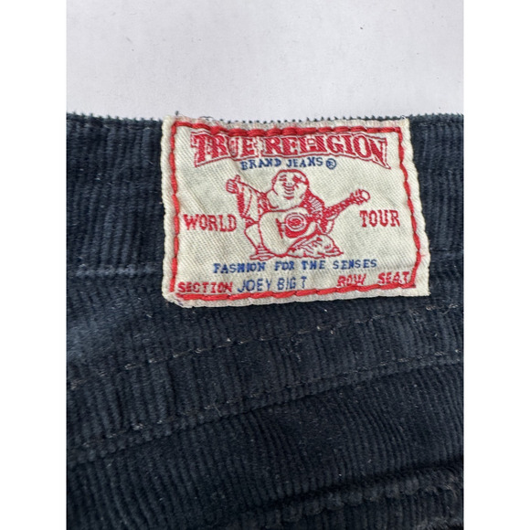 VTG True Religion Joey Big T Corduroy Pants RARE Low Rise Flare Black Y2K USA 27 - Picture 12 of 13